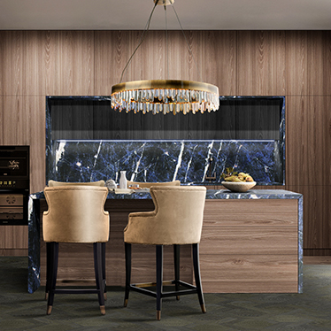 DUKONO Counter Stool, NAICCA Suspension Light and KUMI I Mirror